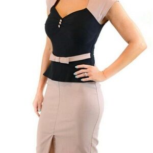 Stop Staring Black and Tan Pencil Skirt